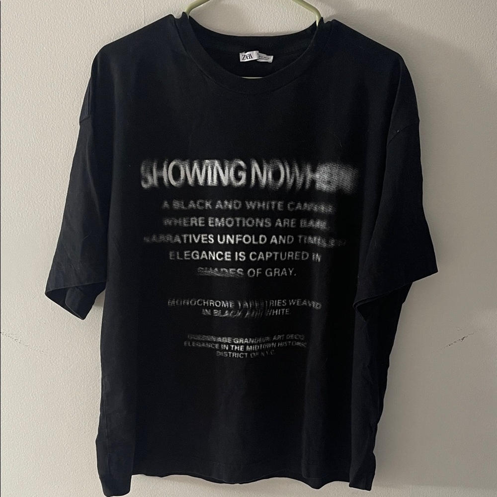 Zara Black and White Graphic Tee
